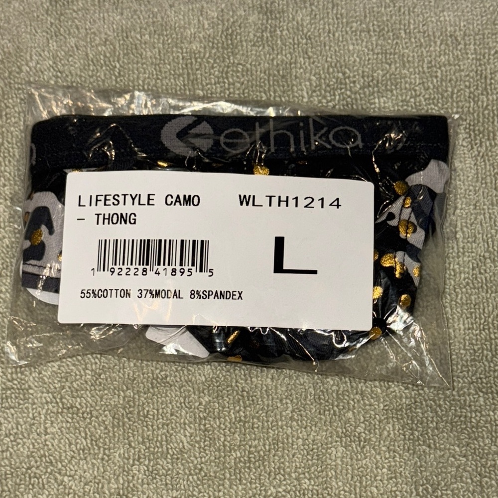 Ethika Black and Gold Patterned Thong - Picture 6 of 6